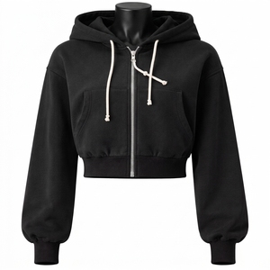 Hoodie court personnalisé pour femme, style streetwear, 100% coton, respirant, écologique, décontracté - Product Image 1