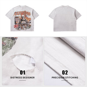 T-shirt Homme Col Rond Coupe Slim 100% Coton Lavage Acide Séchage Rapide Manches Courtes Grammage Lourd - Product Image 4