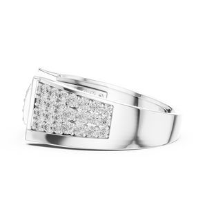 Bague REGAL LOCK PAVE en diamant de laboratoire taillé, en or blanc 18 carats plaqué rhodium, pour mariage, fiançailles, cadeau, usage quotidien, bureau, homme - Product Image 3