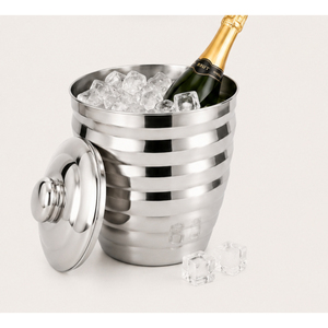 Wholesale Double Wall Stainless Steel Ice <b>Bucket</b> with Lid and Handle Insulated Beehive Ribbed <b>Drink</b> Chiller for Bars Hotels - Product Image 2