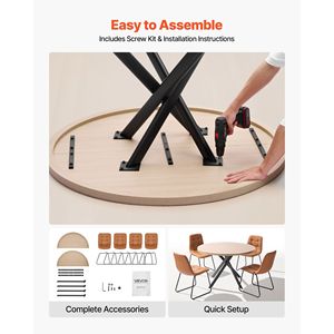 Modern Wood-T 5-Piece Dining <b>Table</b> Set with 4 Orange Upholstered PU Leather Chairs <b>Space</b>-<b>Saving</b> Kitchen <b>Table</b> - Product Image 6