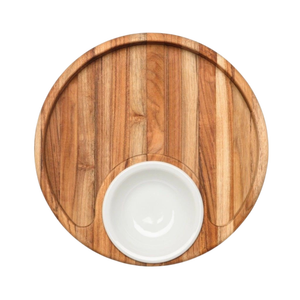 Bandeja de madera decorativa de forma redonda con 1 taza para decoración, para decoración de cocina, para decoración de interiores, para regalo. - Product Image 1