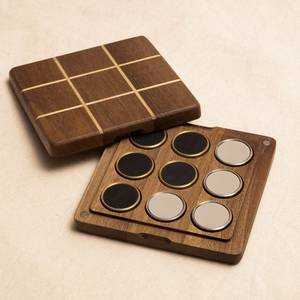 Luxury Wooden Tic-Tac-Toe <b>Board</b> <b>Game</b> Set Premium Metal Tokens Classic Tabletop Strategy <b>Game</b> Coffee <b>Table</b> Decor Executive Office - Product Image 1