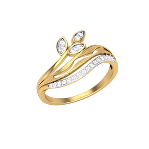 แหวนดีไซน์ใหม่ลายใบไม้สีทองประดับเพชร CZ ระยิบระยับ เหมาะสำหรับงานปาร์ตี้และงานแต่งงาน - Product Image 2