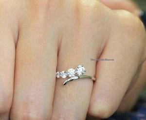 Luxury Moissanite Diamond Engagement <b>Ring</b> Five Stone Moissanite Bypass <b>Ring</b> <b>925</b> Sterling <b>Silver</b> Vintage Anniversary Gift Wedding - Product Image 1