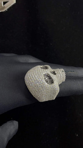 Anillo de cóctel con diseño de esqueleto, plata 925, oro de 18K, moissanita con engaste pavé, estilo punk, joyería unisex para fiesta - Product Image 4