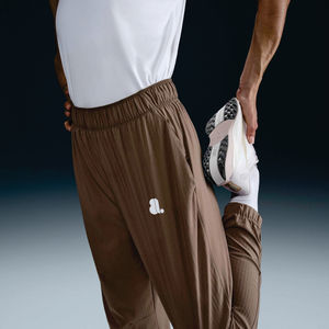 Pantalon Harem en tricot marron pour femme, longueur cheville, avec taille élastique et logo sur la jambe droite, style décontracté pour l'automne - Product Image 4