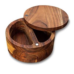 Salt Box with Spoon Salt Cellar Salt Keeper <b>Spice</b> <b>Storage</b> Box Condiment Pot Sugar Box Wood <b>Spice</b> and Pepper Bowl Set - Product Image 6