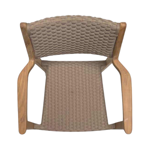 <b>Stackable</b> <b>Outdoor</b> <b>Chairs</b> Teak Wooden Rope Stacking Arm <b>Chair</b> Mid Century Style Wooden Dining <b>Chair</b> Patio Garden Furniture - Product Image 6