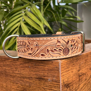 2025 nouveau collier de chien en cuir usiné à la main rembourré respirant de haute qualité réglable Durable colliers pour animaux de compagnie en peau de vache robustes - Product Image 2