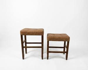 Ensemble de 2 tabourets de bar et de comptoir en cuir PU, ensemble de tabourets capitonnés en cuir PU, ensemble de tabourets rembourrés en PU avec structure en bois massif, hauteur bar et comptoir - Product Image 1