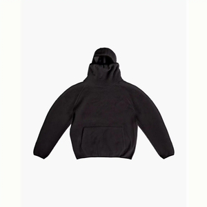 Unisex Black Fleece Anti-Wrinkle Front Logo Pullover Hoodie with <b>Face</b> <b>Mask</b> Winter Formal Sweatshirt - Product Image 3