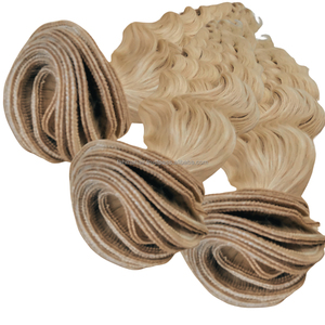 Cabello rubio ondulado natural Remy 100% de trama única - Product Image 4