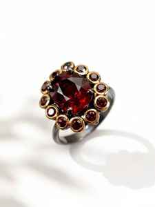 Bague en argent sterling avec grenat rouge de style victorien, certifiée IGI, bijoux de luxe pour mariage, fête, fiançailles - Product Image 3