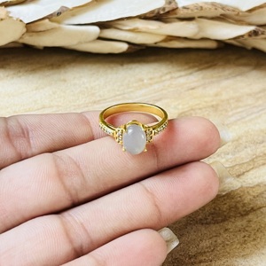 Luxury Style Moonstone <b>Rings</b> Minimalist Brass <b>Rings</b> Women 18k Gold Plated <b>Dainty</b> Accent Band Delicate Jewelry Wholesale/OEM/ODM - Product Image 2