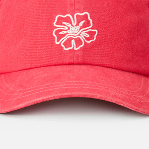 Casquettes 6 panneaux en tissu de coton doux et respirant, rose, avec broderie florale personnalisée, pour prix de gros - Product Image 6