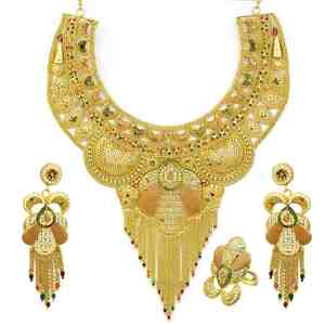 Wholesale 14K 18K 24K Micron Gold Heavy <b>Bridal</b> Long Necklaces Set Traditional Dubai Style Brass Gold Filled Jewelry Oro Joyeria - Product Image 1