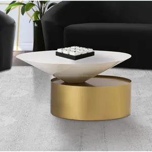 Mesa de Centro Extraíble de Hierro Forjado a Mano de Primera Calidad, Muebles para Sala de Estar, Elegante Mesa Auxiliar con Detalles en Dorado, Diseño Costero Moderno, Decor Zahid - Product Image 3