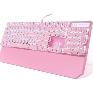 Tastiera da Gaming Meccanica Nera Retrò Punk con 104 Tasti, Retroilluminazione RGB, Stile Macchina da Scrivere, Switch Blu, Design Accattivante - Product Image 1