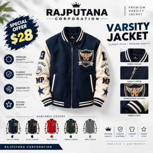 Chaqueta Varsity para Hombre con Cierre, Parches de Cuero de Béisbol en las Mangas, Parches Bordados, Cuello Redondo, Estilo Urbano, Oversize, Tipo Letterman - Product Image 1