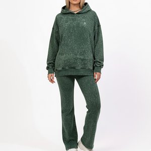 <b>Women</b> Solid Color Cotton Tracksuit Oversized <b>Fleece</b> Pullover Hoodie <b>Joggers</b> Set Casual Winter Wear Loose Fit Drawstring Pants - Product Image 4
