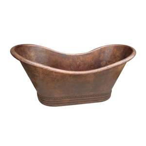 อ่างอาบน้ำทองแดงแบบลอยตัวสุดหรู ทำมือ รูปทรงวงรี ดีไซน์สวยงาม สำหรับโรงแรม รีสอร์ท วิลล่า รับผลิตแบบ OEM / ODM - Product Image 4