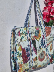 Multicolor Solid Color Quilted Cotton <b>Vintage</b> Lightweight <b>Tote</b> <b>Bag</b> Handmade Shoulder Handbag Reusable Shopping Travel Beach OEM - Product Image 4