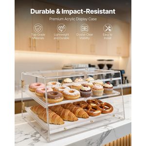 ตู้โชว์เบเกอรี่แบบตั้งโต๊ะ 2 ชั้น อะคริลิคใส สำหรับขนมปังและขนมอบ อุปกรณ์เบเกอรี่เชิงพาณิชย์สำหรับครัว - Product Image 2
