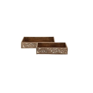 Bandeja de Servir de Madera con Acabado Natural, Bandeja Rústica Hecha a Mano con Asas para Café, Té, Desayuno, Comida, Cocina - Product Image 5