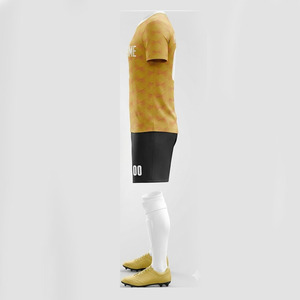 Custom Sublimation Soccer Uniform Set Yellow V-Neck Short Sleeve Moisture Wicking Men's Team Kit All Seasons <b>Athletic</b> Fit - Product Image 3