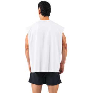 Débardeur blanc vintage pour homme, coupe oversize, sans manches, pour la gym, la musculation et le fitness, OEM en gros - Product Image 4