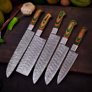 UA Supplies Customized Handmade Damascus Steel Full Tang 5-Piece Kitchen Chef <b>Set</b> Ambidextrous Ergonomic Wooden Handles - Product Image 2