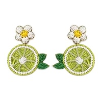 Anting-anting buah oranye mewah untuk wanita menampilkan bordir manik-manik buatan tangan dalam desain Multi Warna mewah