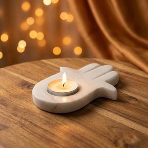 Support de bougie chauffe-plat en marbre fait main, en pierre naturelle, pour bougie votive, décoration d'intérieur, centre de table de mariage, cadeau - Product Image 1