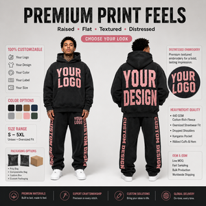 Men's <b>Black</b> Hooded Tracksuit Set Custom Logo Print Full Sleeve Streetwear Sweatshirt and <b>Pants</b> Loose Fit 100% Cotton Autumn Wear - Product Image 5
