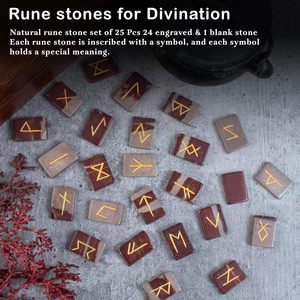 Ensemble de pierres runiques en pierre naturelle de Narmada, 25 pièces, pierres de rivière gravées pour la divination, collection, vente en gros - Product Image 5