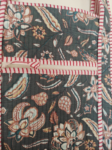 Bolso Tote Mediano Acolchado Azul Oscuro con Estampado de Leopardo, Cierre de Cremallera, Asas Dobles, Reutilizable, para Compras Diarias de Mujer - Product Image 3