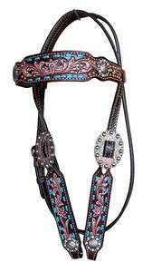 Vente en gros de têtière Western Horse Cuir sculpté à la main avec design Buck Stitch pour l'équitation équestre - Product Image 5