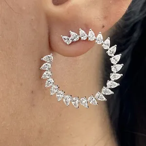 Boucles d'oreilles en diamant poire 3,02 carats, cultivé en laboratoire, or blanc 14 carats - Product Image 5