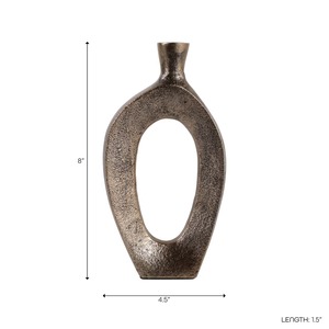 Vase de table moderne en bronze avec design en forme d'anneau, pièce d'art décorative faite à la main, 8 pouces de hauteur, 4,5 pouces de largeur - Product Image 1