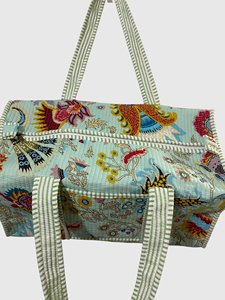Pochette cosmétique à imprimé floral, taille moyenne, style bohème, fermeture éclair en textile, poignée souple, pochette de maquillage multifonction - Product Image 4