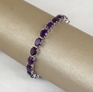 Natural Amethyst Stone 925 Sterling Silver Gold Plated Luxury <b>Charm</b> Bracelet Handmade February Birthstone Jewelry Gift for Women - Product Image 1