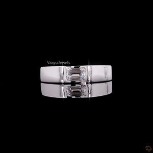 Luxury Men's IGI certi Lab Grown Diamond <b>Ring</b> | Emerald Cut Center Stone 925 <b>Silver</b> 10K,14K,18k <b>Statement</b> <b>Ring</b> - Product Image 3