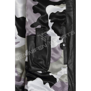 Gilet de motard pour homme en cuir de vachette et toile noir, style club de motards, respirant, vintage, fermeture à boutons recouverts, poches - Product Image 5