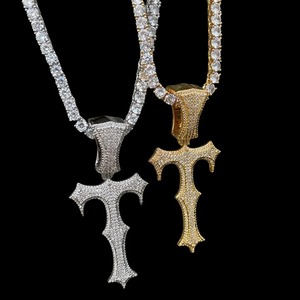 Colgante de Cruz de Plata 925 con Moissanita, Microincrustaciones, Amuleto Religioso, Unisex, Uso Diario, Estilo Hiphop - Product Image 4