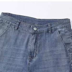 MEESAM Jeans de mezclilla de algodón 100% de secado rápido para hombre y mujer, de corte regular, cintura alta, estilo vintage, con relieve, lavado casual - Product Image 5
