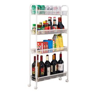 Carrello Portaoggetti YJ Bianco Avorio con Quattro Ripiani Rimovibili in Stile Rete a Nido d'Ape - Product Image 1