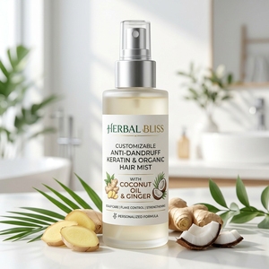 Customizable Vegan Anti-Dandruff Keratin & Organic Herbal Leave-In Hair Mist with Coconut Oil <b>Ginger</b> Silicone-Free for Hair Care - Product Image 2