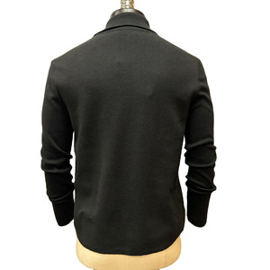 Men's <b>Black</b> <b>Wool</b> Turtleneck <b>Cardigan</b> Full Sleeve 1/4 Zipper Solid Color Anti-Pilling Winter Wear - Product Image 5