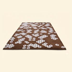 Alfombra de Lana Floral Antideslizante Ecológica Hecha a Mano con Bucles de Cacao Marrón, de Pelo Grueso y Altura Media para Sala de Estar y Dormitorio - Product Image 1